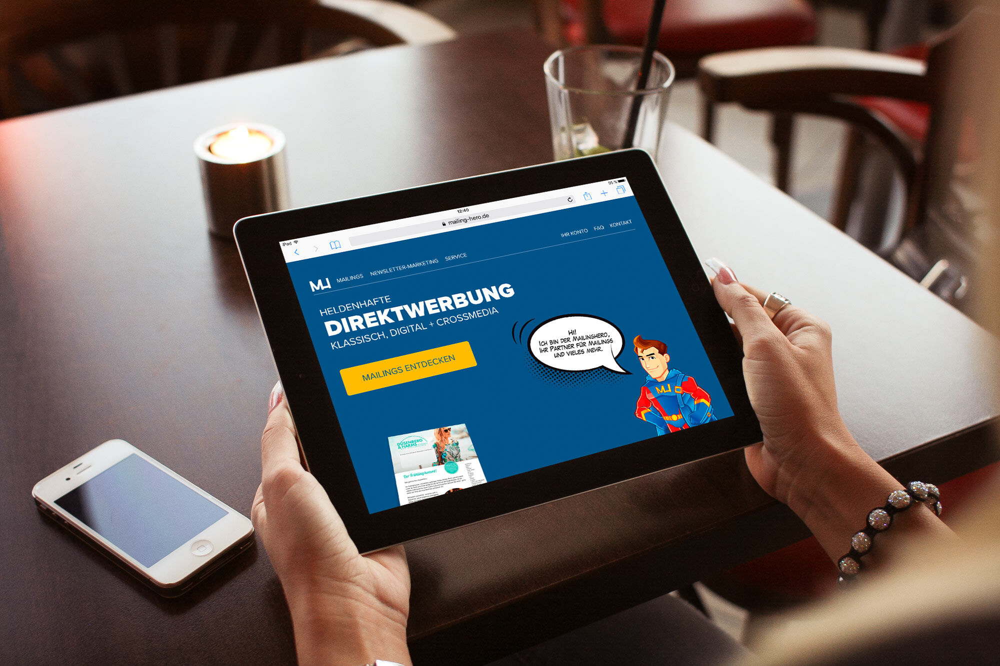 Mailinghero Direktwerbung Website auf iPad